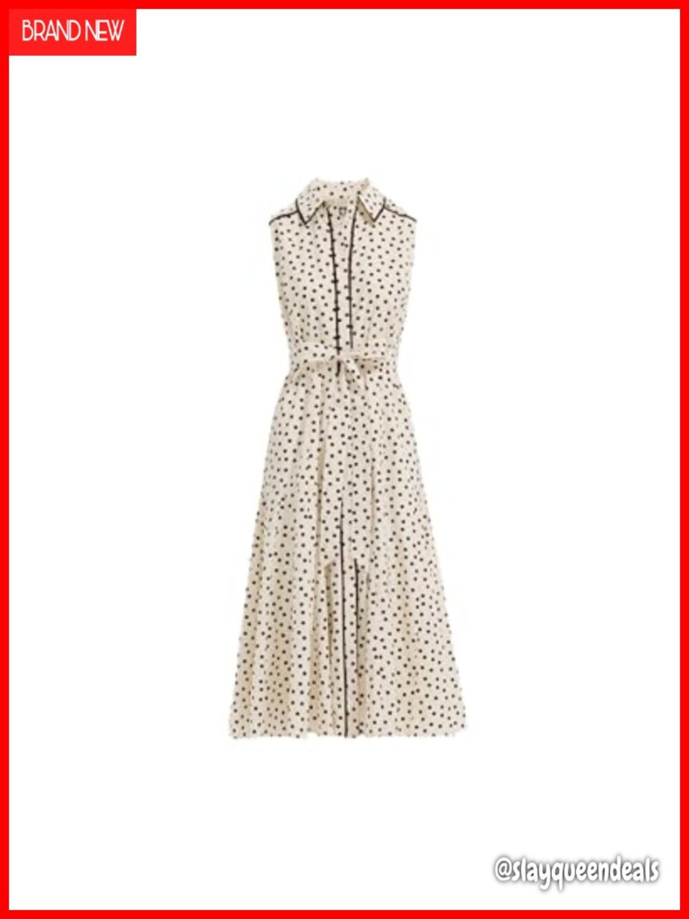 Anne Klein Polka Dot Sleeveless Maxi Shirtdress Tie Belt